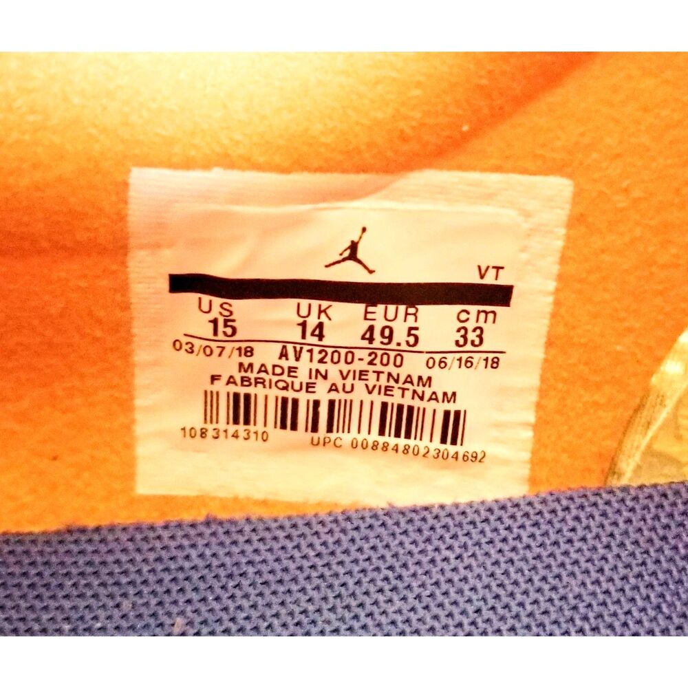 NIKE Jordan 88 Racer Mowabb Sneakers 15 49.5 Birch Bright Mandarin AV1200-200 - Picture 10 of 14
